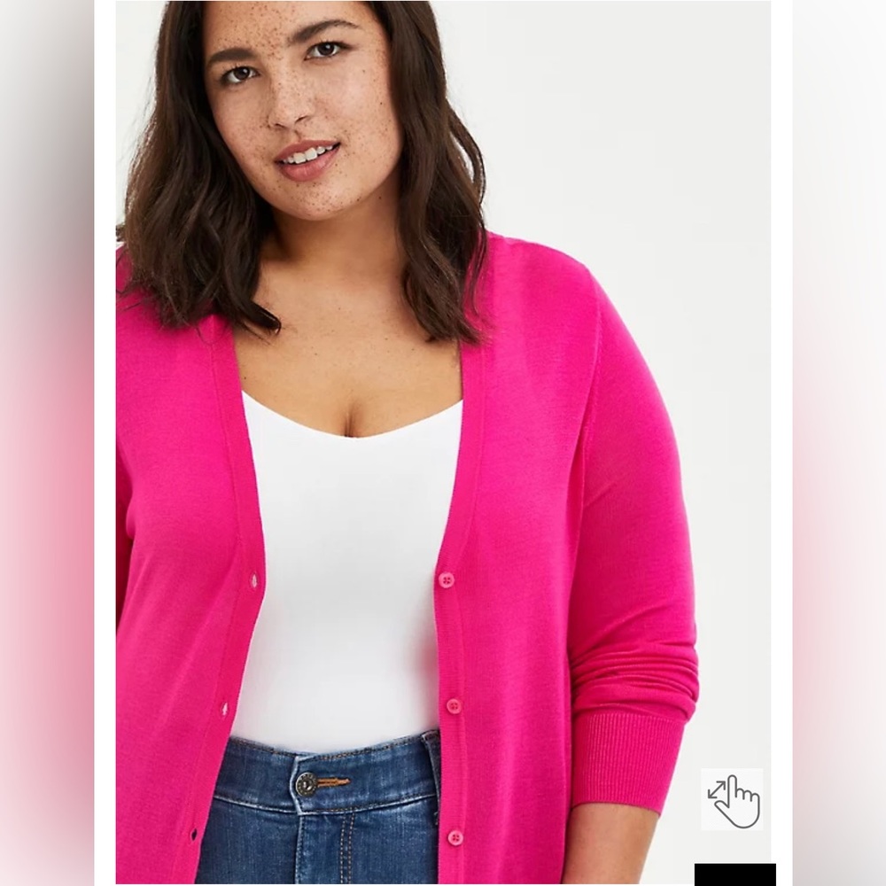 Torrid size 0 hot pink long sleeve button cardigan casual workwear